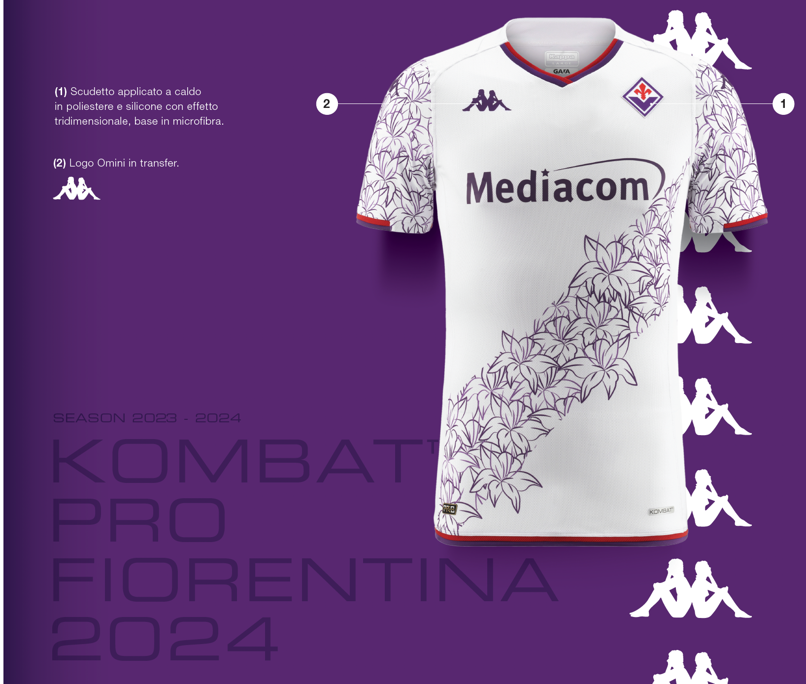 Fiorentina Kappa Kombat Pro 2024 Versione Away   Seconda Maglia Sc 2 